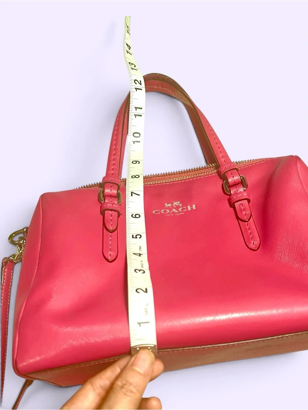 COACH Hot Pink Leather Satchel with Crossbody Strap